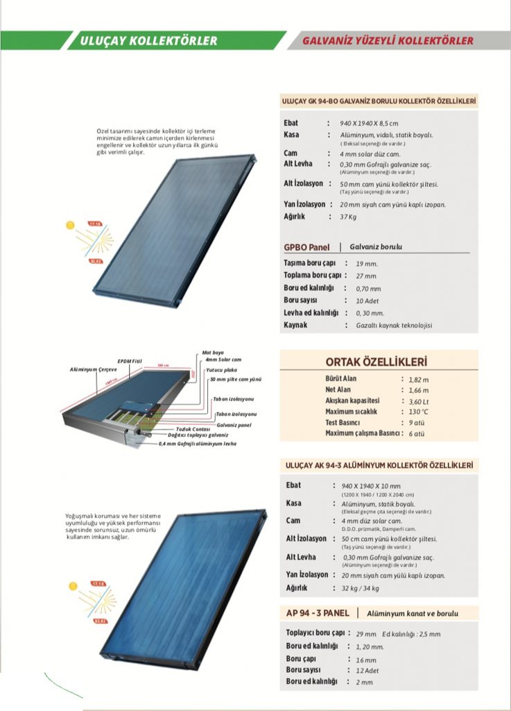 B2- GALVANİZ YÜZEYLİ KOLLEKTÖRLER