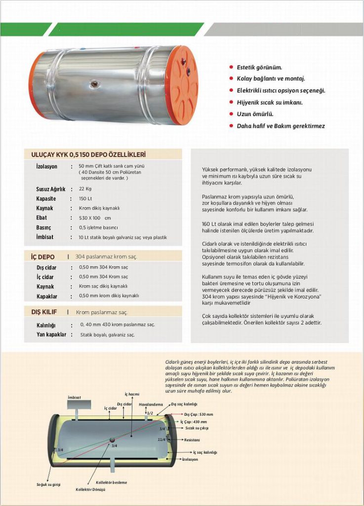 KAPALI DEVRE 304 KROM SICAK SU KAZANI